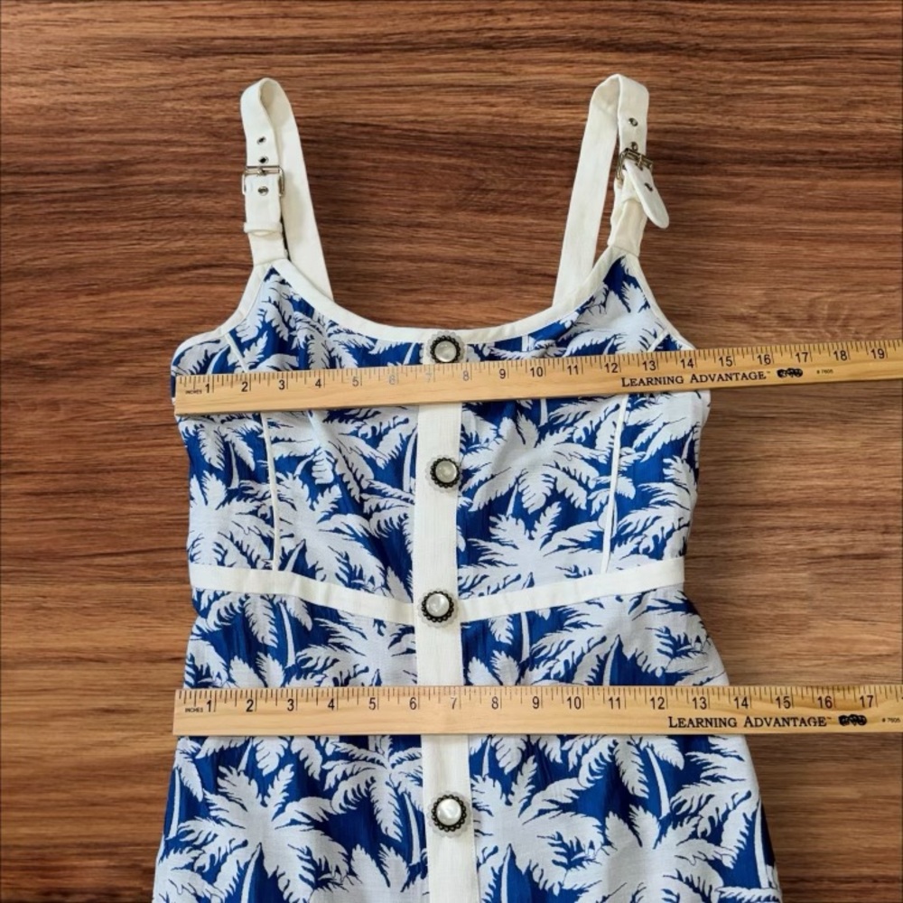Alexis Lisel Dress Blue White Palm Jacquard Printed Mini Dress Size XL - Picture 6 of 14